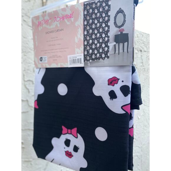 Pink Bow Ghosts Shower Curtain by Betsey Johnson 72x72 | Halloween - Picture 3 of 4